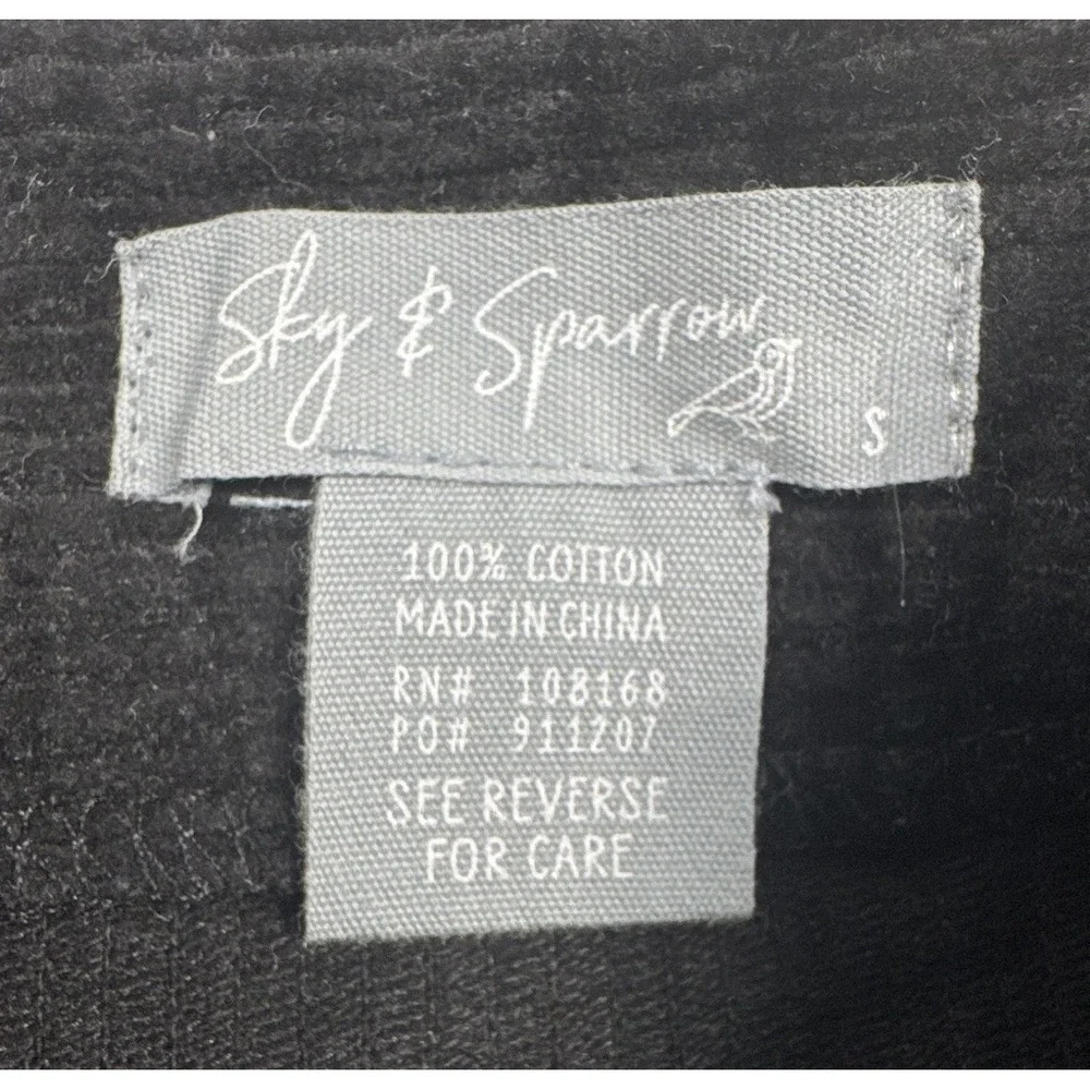 Sky & Sparrow Women's Black Corduroy Cotton A-Line Button Skirt Size S Short